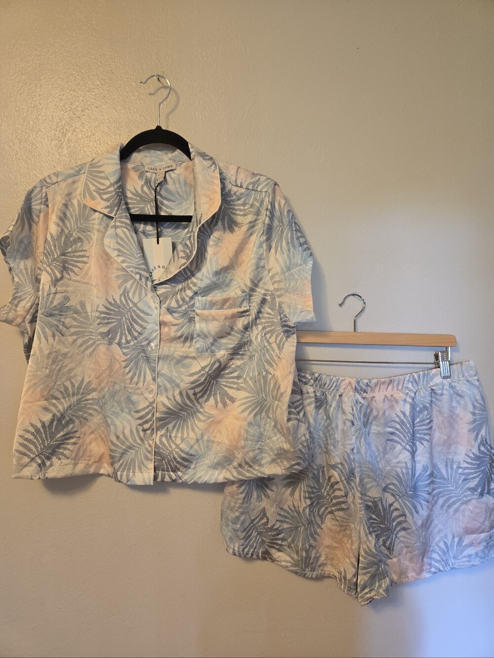 Lake & Dawn Short Top Pajama Set Palm Tree XL NWT